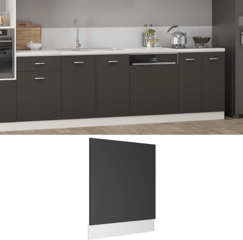 vidaXL Painel máquina lavar louça “Lyon” derivados de madeira cinzento