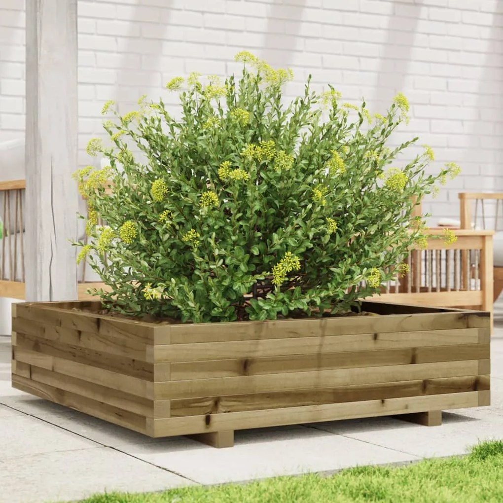 vidaXL Vaso/floreira de jardim 90x90x26,5 madeira de pinho impregnada