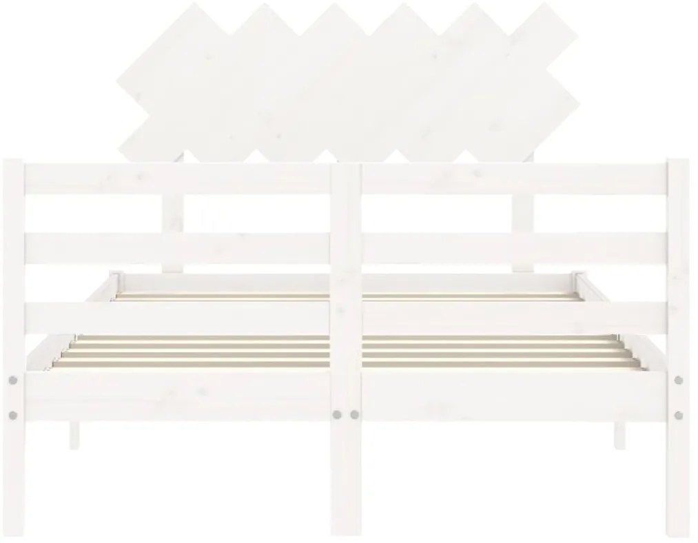 Estrutura de cama com cabeceira 120x200cm madeira maciça branco