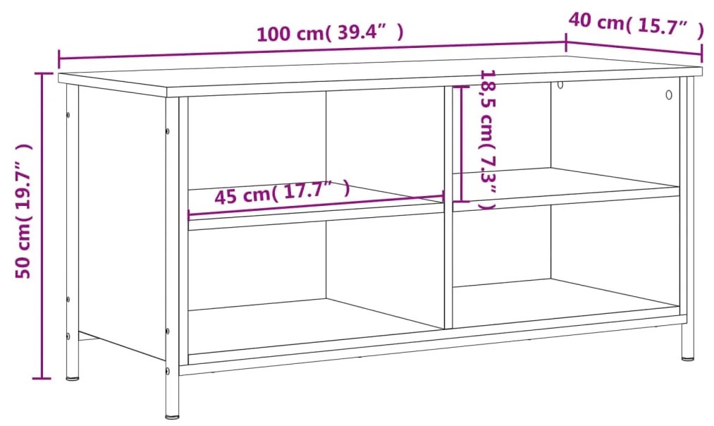 Móvel de TV 100x40x50 cm derivados de madeira cinzento sonoma