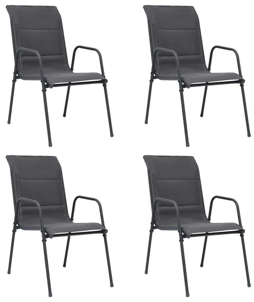 Cadeiras de jardim empilháveis 4 pcs aço e textilene antracite