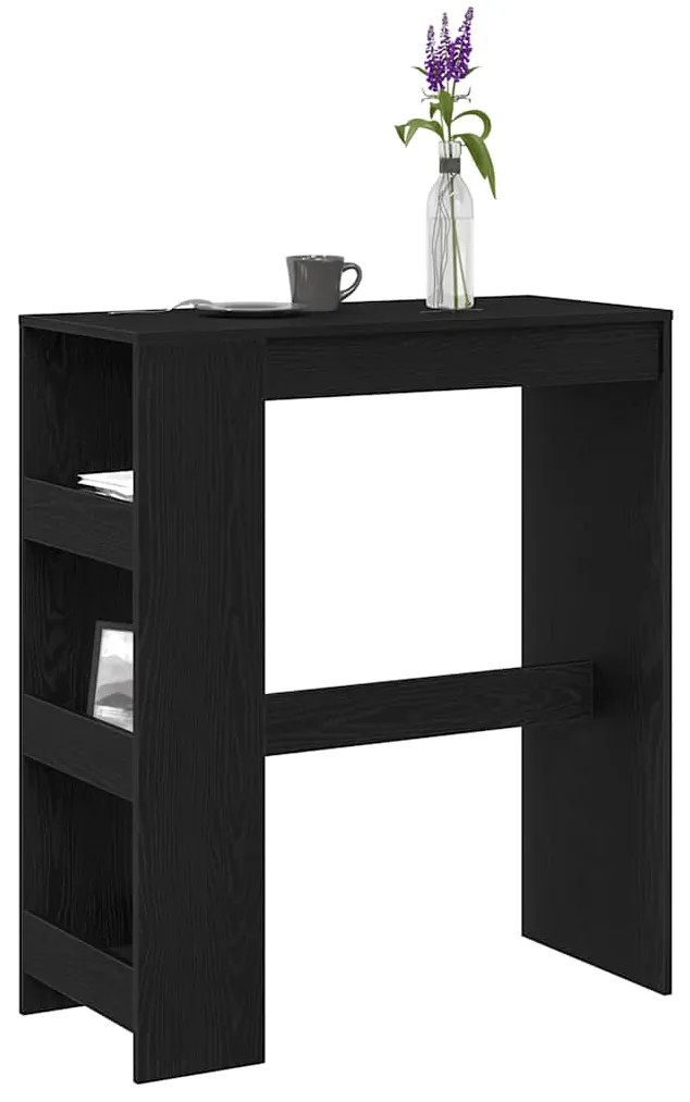 Mesa de bar com prateleiras derivados de madeira carvalho preto