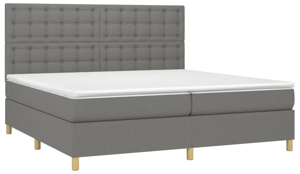 Cama com molas/colchão 200x200 cm tecido cinzento-escuro