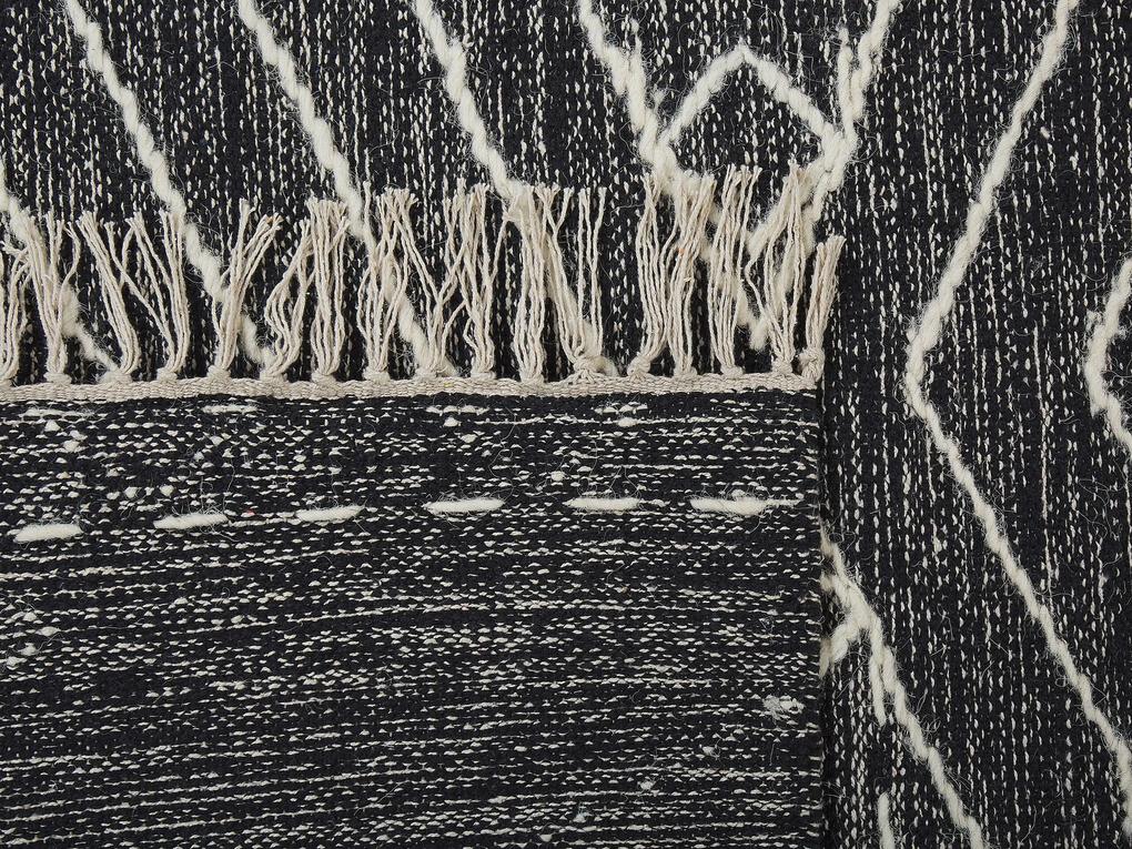 Tapete em algodão preto e branco 80 x 150 cm KHENIFRA Beliani