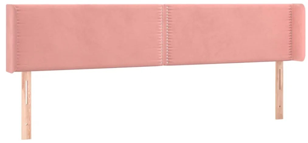 Cabeceira de cama c/ luzes LED veludo 163x16x78/88 cm rosa