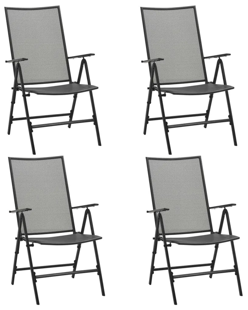 vidaXL Cadeiras em rede dobráveis 4 pcs aço antracite