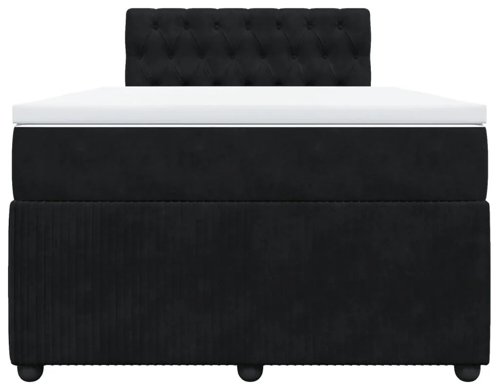 Cama boxspring com colchão 120x200 cm veludo preto