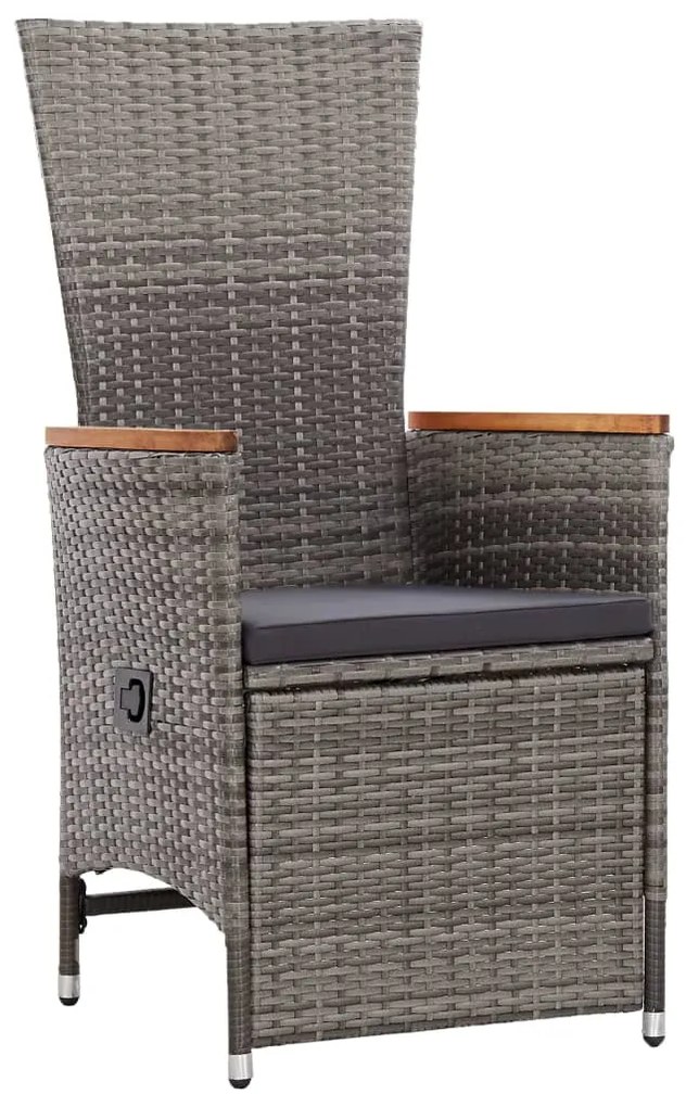 3 pcs conjunto lounge de jardim c/ almofadões vime PE cinzento