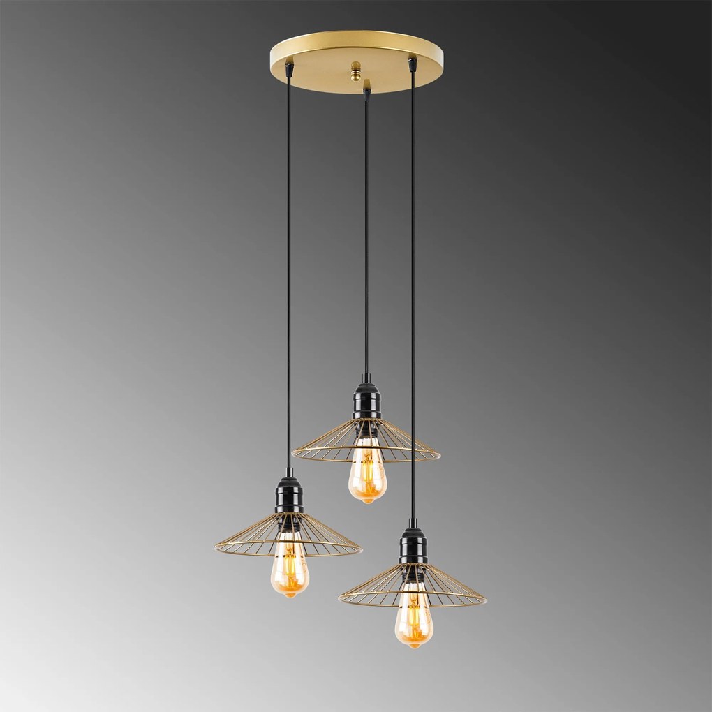 Candeeiro de Teto Kila – Dourado Brilhante – 53 x 53 x 114 cm
