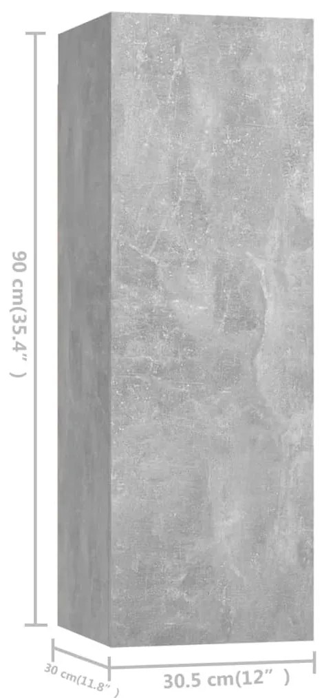 4 pcs conjunto de móveis de TV derivados madeira cinza cimento