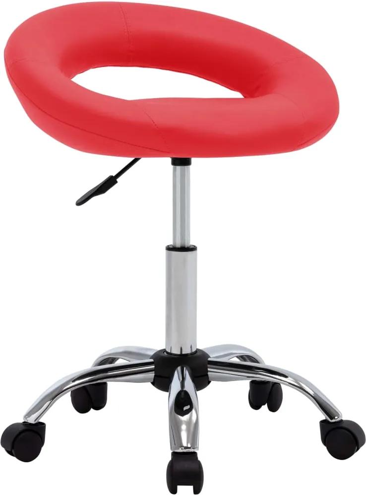 Cadeira de Trabalho com Rodas Couro Artificial Vermelho