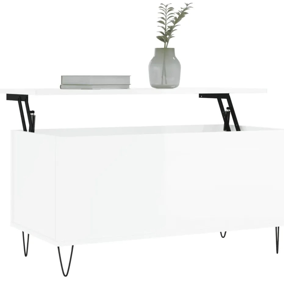 Mesa centro 90x44,5x45 cm derivados de madeira branco brilhante