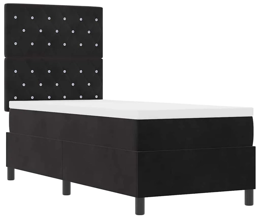 Cama com Estrado vidaXL com Colchão e LED Preto 80x200 cm Veludo