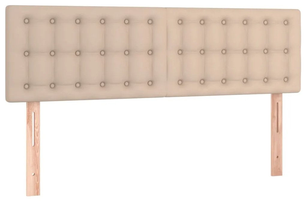 Cama box spring c/colchão/LED 140x200cm couro artif. cappuccino