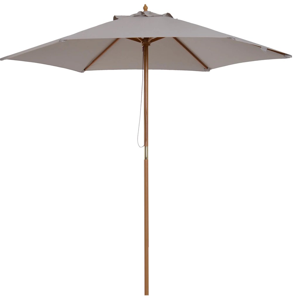 Chapéu de Sol de Madeira Ø250x230 cm para Exterior com 6 Hastes Sistem