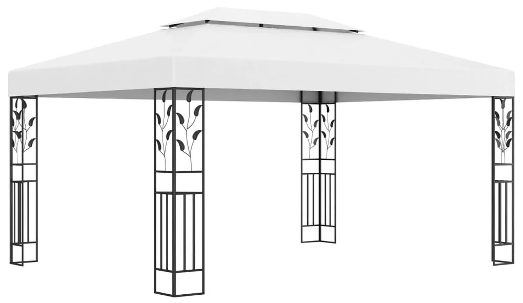 Pérgula com Toldo Duplo e Luzes LED - 4x3m - Branco