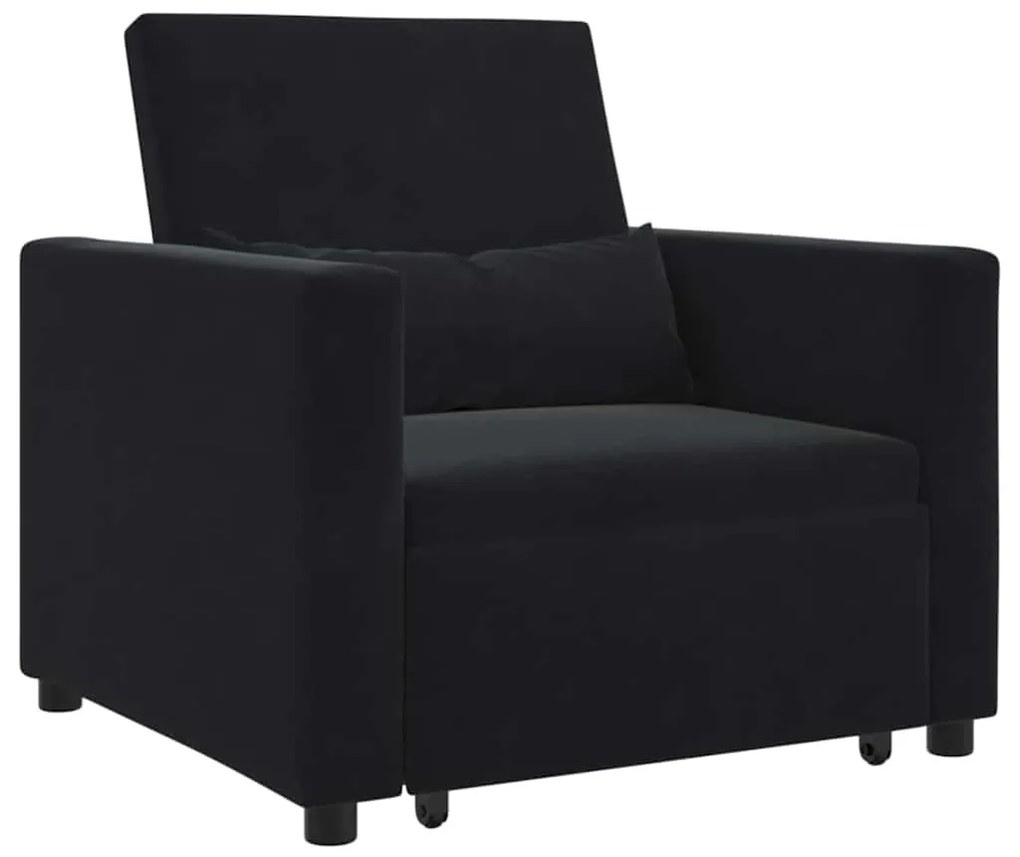 Sofá-cama Conversível 3 em 1 Veludo Preto