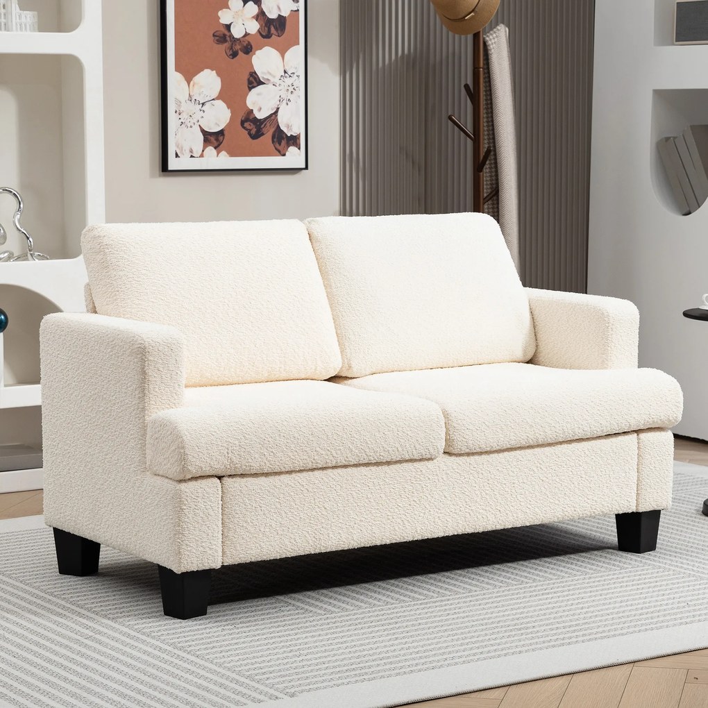 Sofá pequeno de 2 lugares com 140 (C) x 70 (P) x 85 (A) cm e almofadas de encosto removíveis, tecido chenille para sala de estar, quarto, escritório,