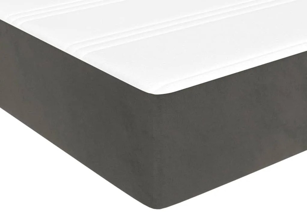 Colchão de molas ensacadas 100x200x20 cm veludo cinza-escuro