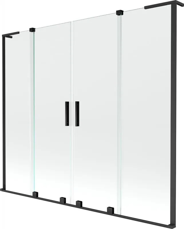 Mexen Velar L Duo resguardo de banho com 2 painéis deslizantes 170 x 150 cm, transparente, preto - 896-170-003-02-70