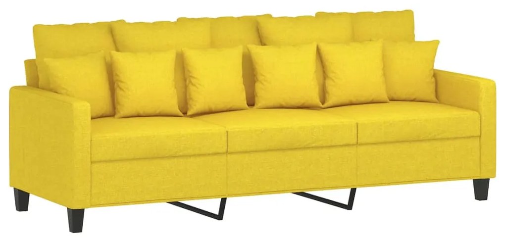 4 pcs conjunto de sofás com almofadas tecido amarelo-claro