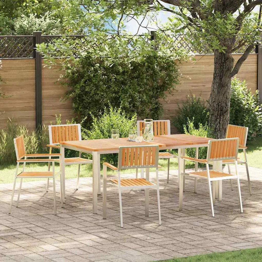 Conjunto de Jantar para o Jardim vidaXL de 7 Peças em Madeira Sólida d