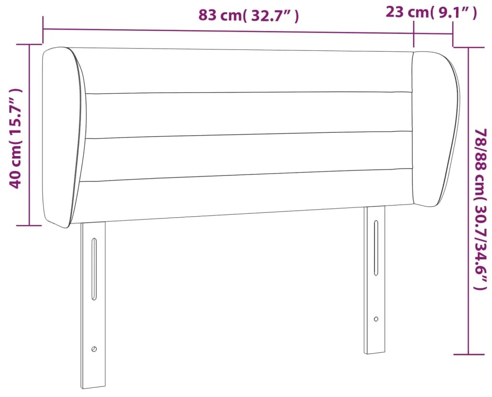 Cabeceira de cama c/ abas tecido 83x23x78/88 cm creme