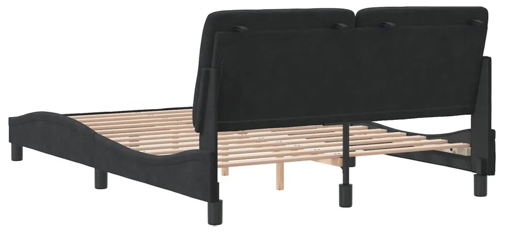 Estrutura de cama sem colchão 140x200 cm veludo preto