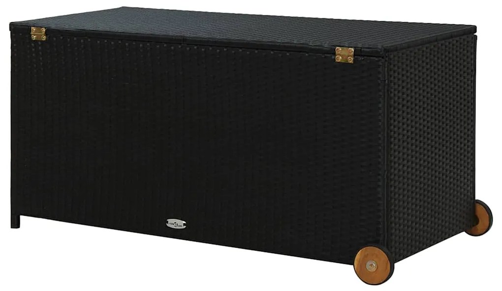 Caixa de arrumação para jardim 120x65x61 cm vime PE preto