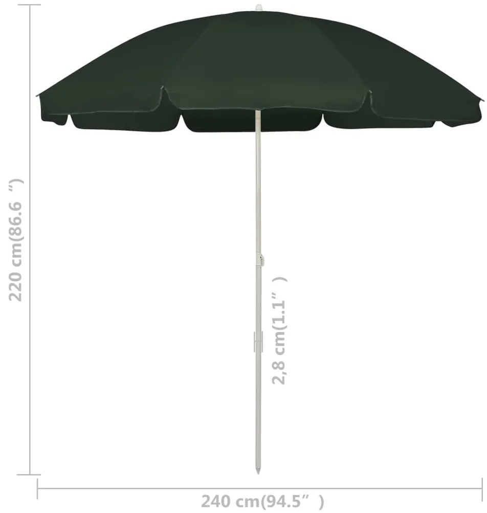Guarda-sol de praia 240 cm verde
