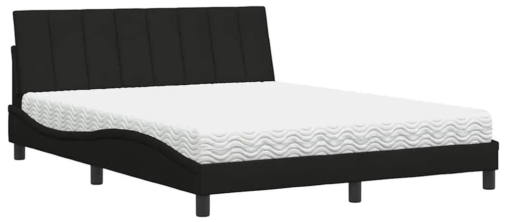 Cama com colchão 160x200 cm tecido preto