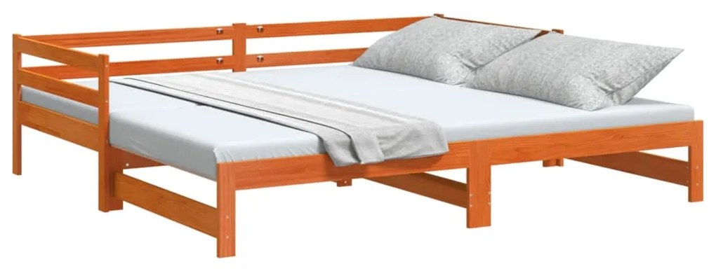 Sofá-cama com gavetão 90x190 cm madeira de pinho castanho cera