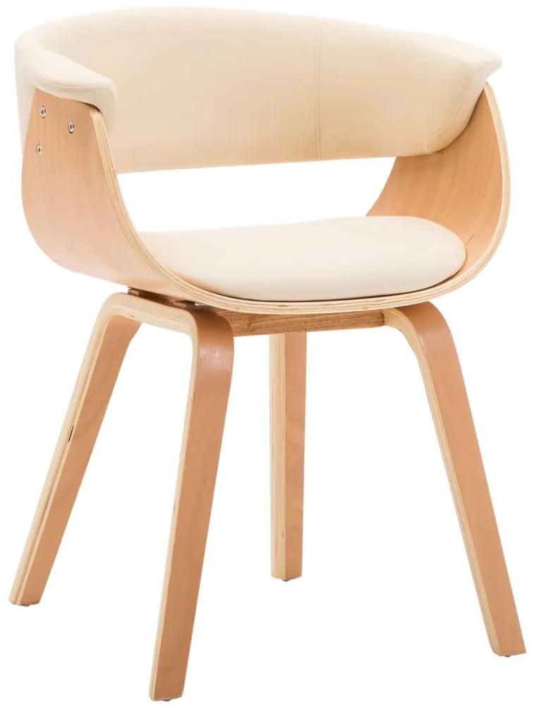 283130 vidaXL Cadeira de jantar madeira curvada e couro artificial cor creme