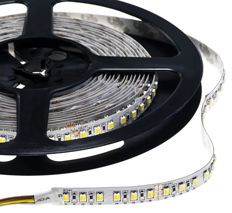 Fita de LED SMD3014, DC24V, 5m (224 Led/m), 112W, IP20 Branco Duplo