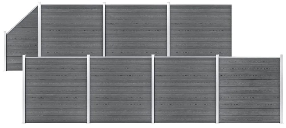 vidaXL Painel vedação WPC 7 quadrados 1 inclinado 1311x186 cm cinzento
