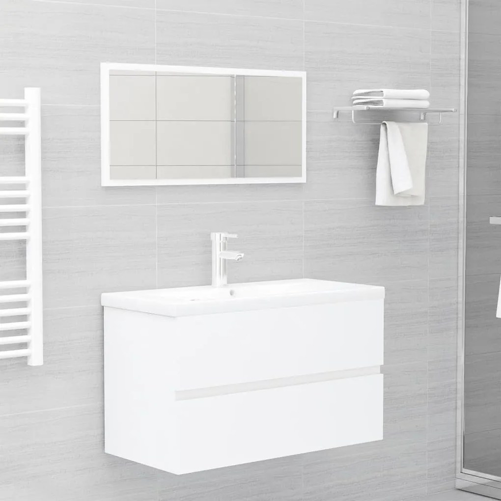 804881 vidaXL 2 pcs conjunto de móveis de casa de banho contraplacado branco
