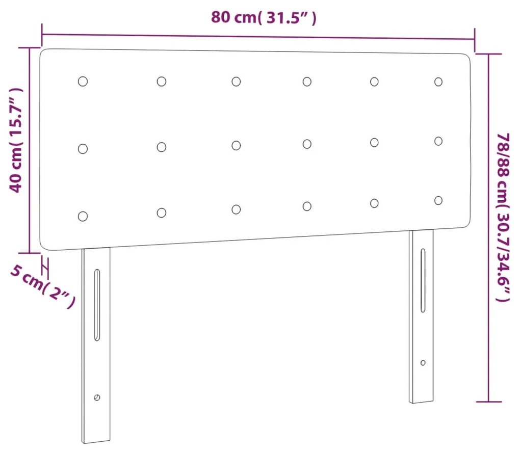 Cabeceira de cama c/ luzes LED veludo 80x5x78/88 cm preto