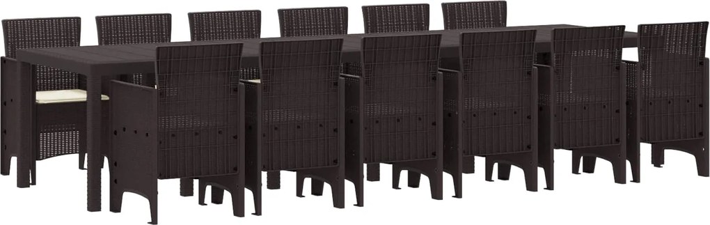 vidaXL Conjunto de Jantar para Jardim 13 pcs Castanho Rattan Polt