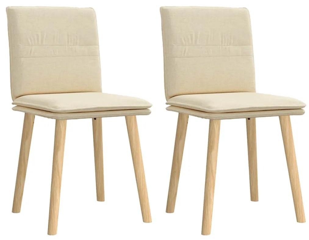 Cadeiras de jantar 2 pcs tecido cor creme