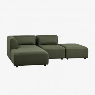 Sofá Modular Chaise Longue Esquerdo De 2 Peças Com Pufe Fogler Chenille Verde Sálvia - Sklum
