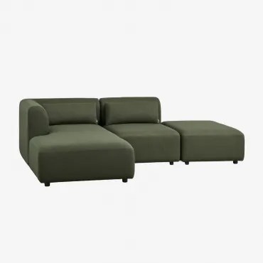 Sofá Modular Chaise Longue Esquerdo De 2 Peças Com Puff Fogler Tecido Pele De Borrego Amarelo Curri - Sklum