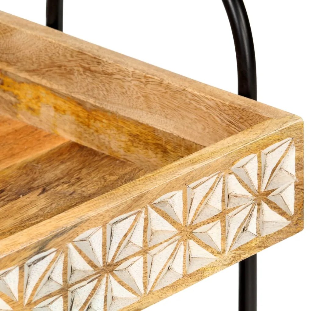 Carrinho de cozinha 3 prateleiras 46x30x76 cm mangueira maciça