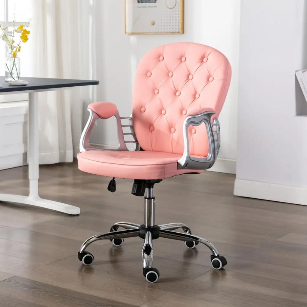 289361 vidaXL Cadeira de escritório giratória em couro artificial rosa