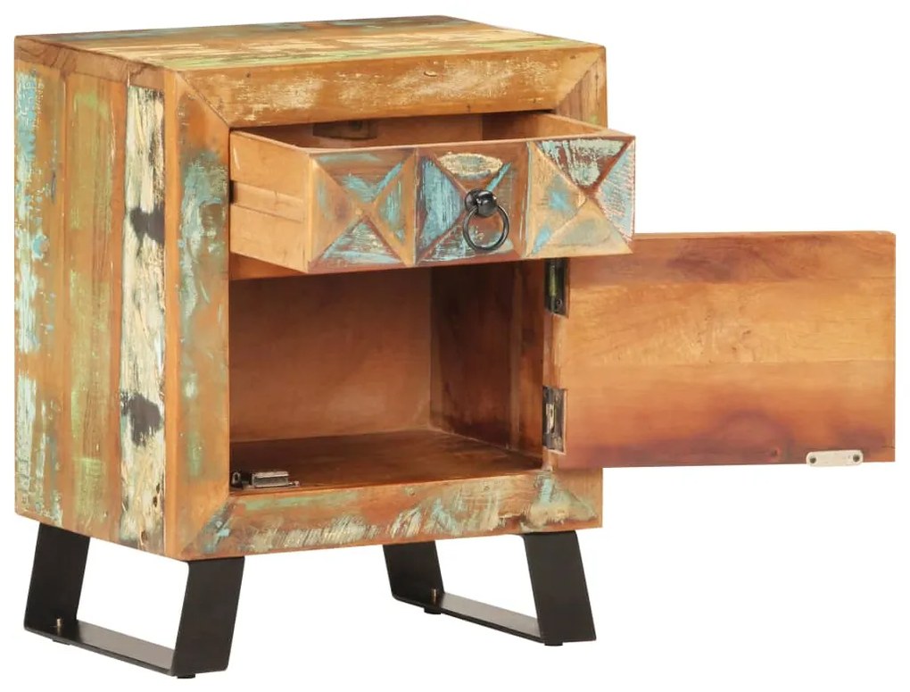 Mesa de cabeceira 40x30x50 cm madeira recuperada maciça