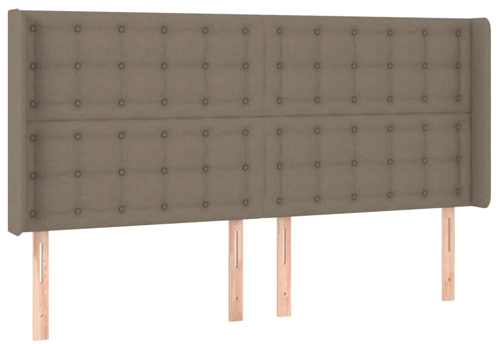 Cabeceira cama c/ LED tecido 183x16x118/128cm cinza-acastanhado