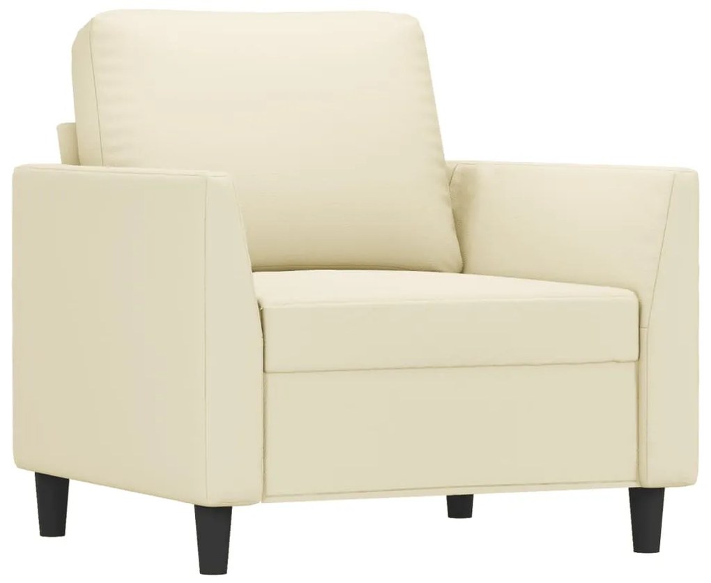 4 pcs conjunto sofás c/ almofadões couro artificial cor creme