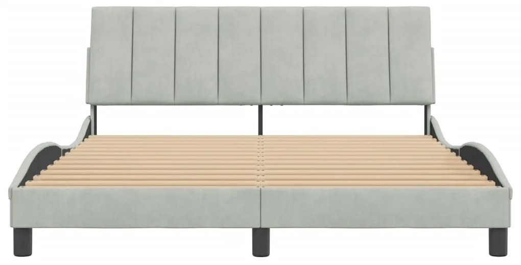 Estrutura de cama sem colchão 160x200 cm veludo cinzento-claro