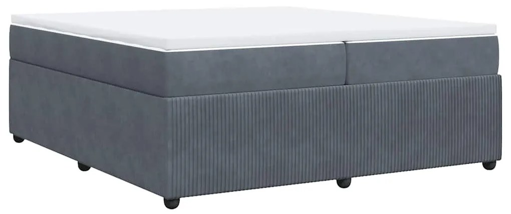 Cama com molas/colchão 200x200 cm veludo cinzento-escuro