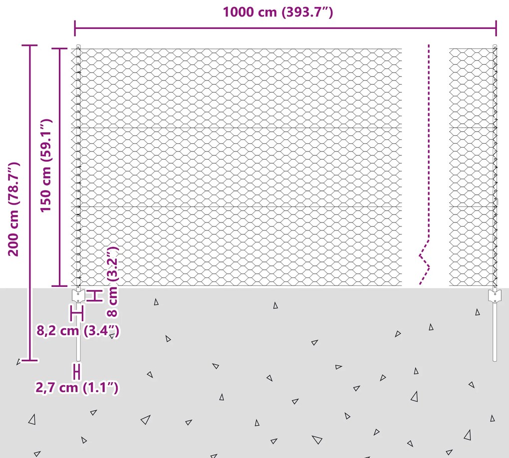 Postes de Cerca vidaXL 10 pcs Canal U Cinza 150 cm Aço