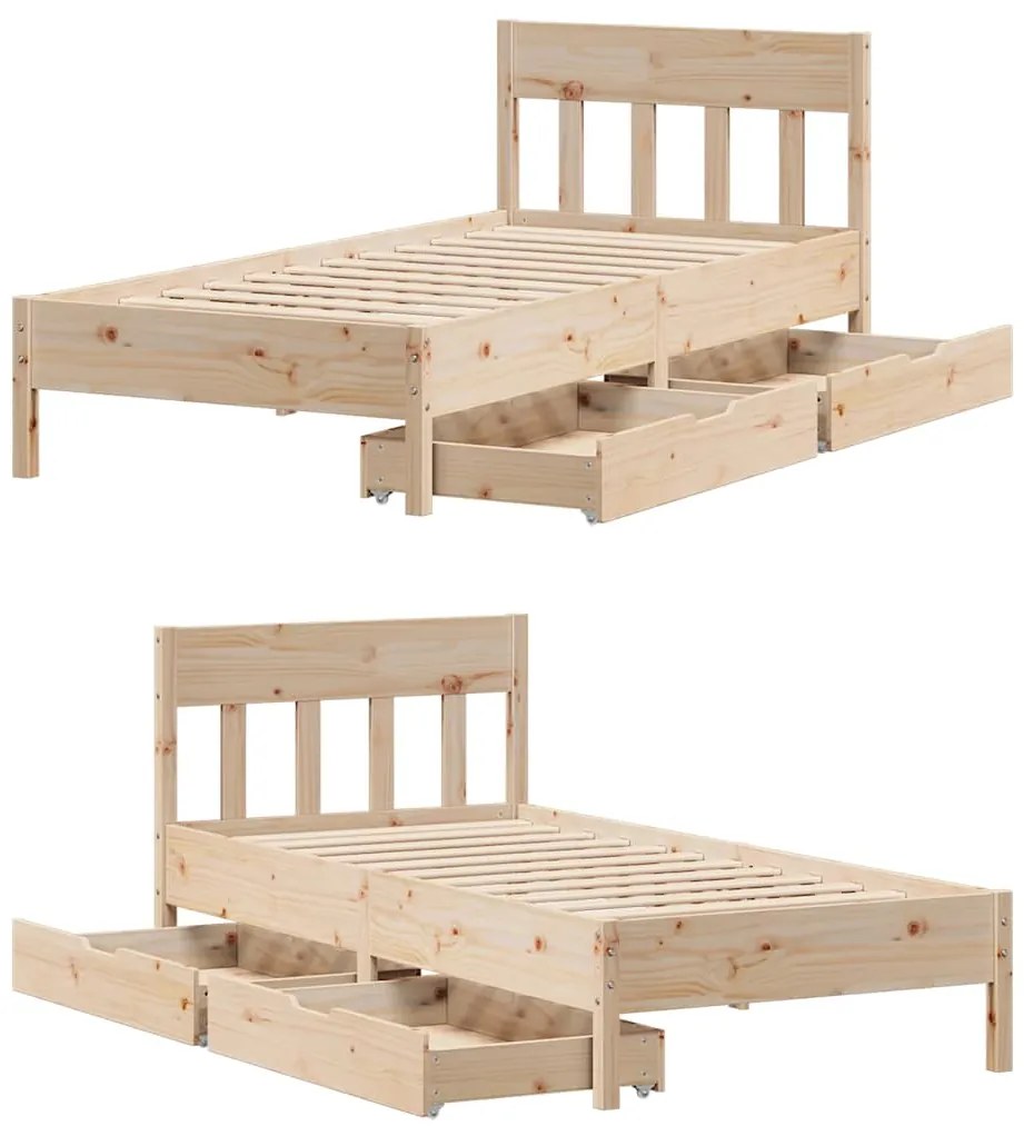 Cama sem colchão 90x200 cm madeira de pinho maciça